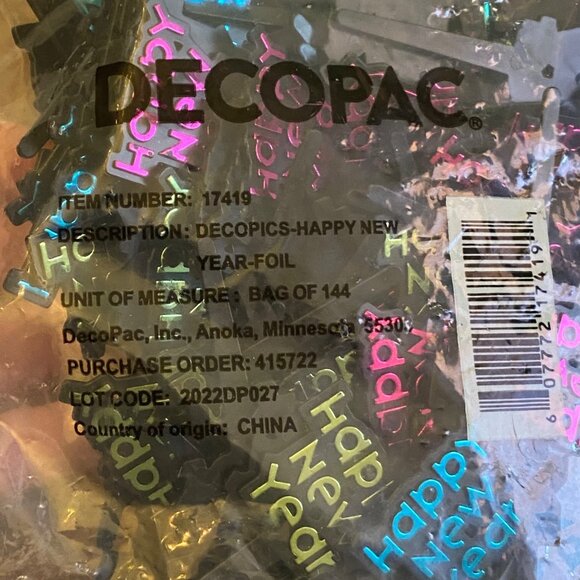 DecoPac 144 Count Happy New Year Foil DecoPics® #17419 (144/PKG) Cake Toppers - Picture 6 of 7